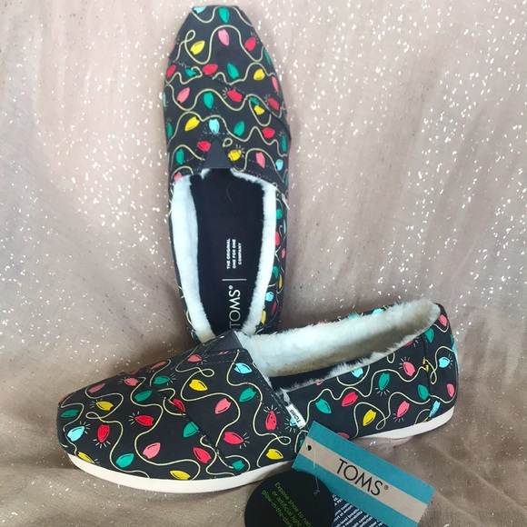 Toms Shoes - Brand New Toms Alpargata Glow in the Dark Tree Lights Furry Slip On Shoes